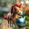7pcs, Christmas Cute Cartoon Horse Pendant Ornaments, Double-side Print Acrylic Ornaments, Christmas Tree Hanging Decoration Christmas Decoration