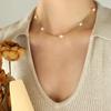 Wind Flat Chain Personalized Freshwater Pearl Splicing Chain Necklace Titanium Steel Gold-Plated Collarbone Chain