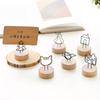 1 PC Party Decor Desktop Ornament Memo Card Round Wooden Holder Message Left Supporter Photo Frame Picture Clip