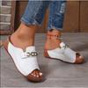 Women's Slippers Summer New Metal Button Slides Shoes Wedge Beach Sandals Women Outside Platform Leisure Women Slippers