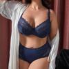 Plus Size Bra Set Sexy Lace Thin Floral Underwear M-4XL Panties And Bras Women Briefs Lingerie Sets  34-44 E Cup