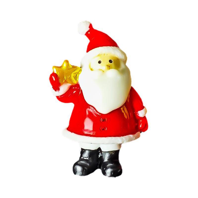 Resin Christmas Ornaments: Santa Claus & Elk Micro Landscape Decorations for Aquarium & New Year