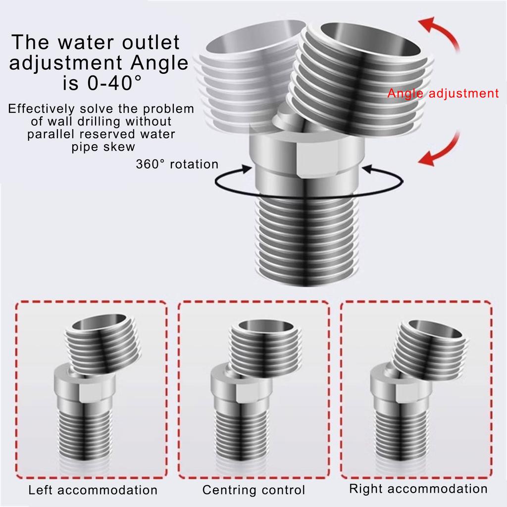 Stainless Steels Shower Tap Adapter 360 Degree Adjustable Angled Bents Base Extended Angled Showerhead Corner Joint