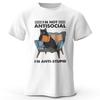 Cotton Men's I Am Not Anti Social Printed T-Shirt 100% Cotton Oversized Funny Cat Graphic Tees for Men Women Summer Tops