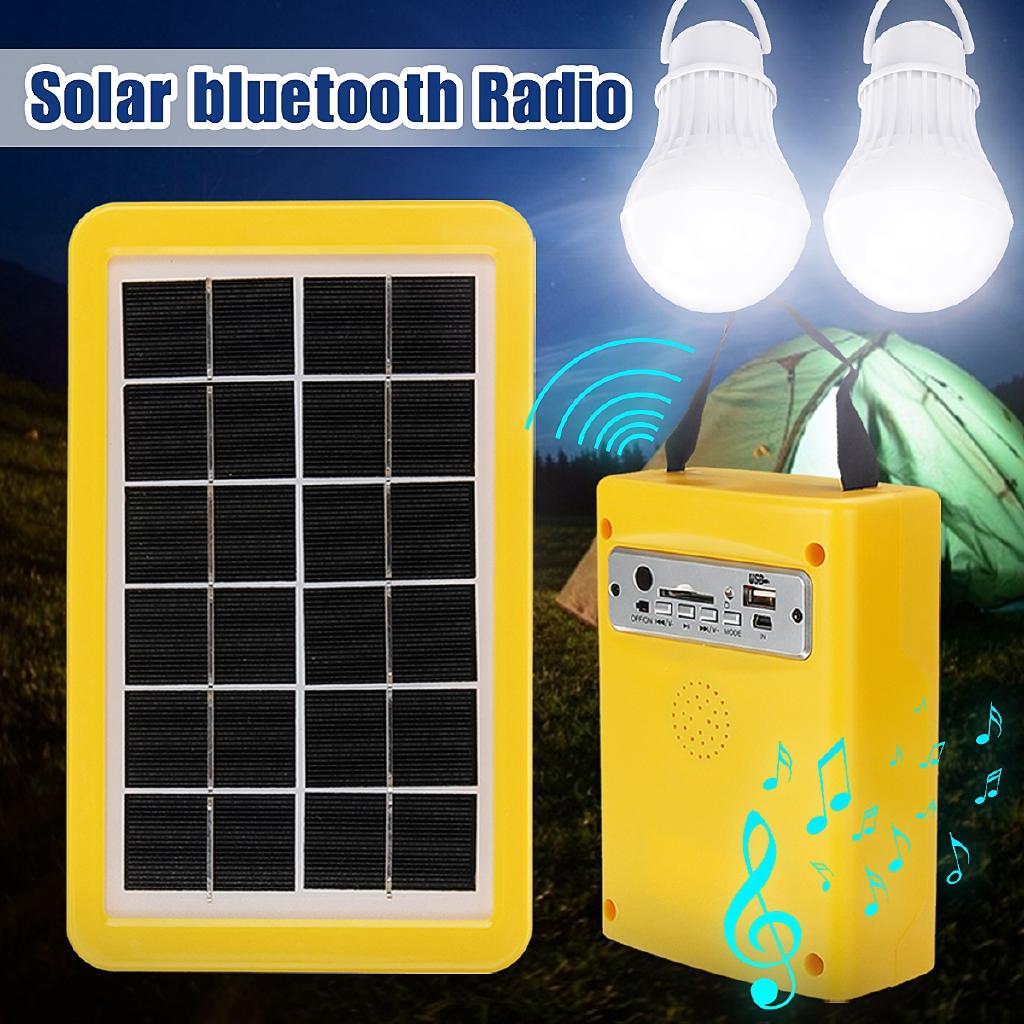 Portable Solar Panels Charging Generator Power System Home Outdoor Lighting for LED Bulb Solar Generators with FM Radio