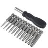 Torx Head Screwdriver Bit DanziX Hex Shank Steel Security Star Screwdriver Tool with Handle 12-Pack Set, 1/4-Inch T5-T40S2 Tamper-Evident 6-Point Kit,