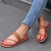 2025 Модные женские летние тапочки, однотонные сандалии на плоской подошве, нескользящие тапочки, шлепанцы, сандалии, новый тренд, повседневная обувь в стиле бохо
