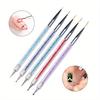 5pcs 2 In 1 Dual-Ended Nail Art Liner Brushes With Crystal Handle Professional UV Gel Dotting Painting Drawing Pen DIY Tools