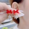 Black Red Snowflake Pendants Earrings for Women Bowknot Top Sweet Korean Fashion Girls Crystal Hanging Earings Winter Decor