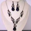 Set Of Necklace Earrings Set, Court Temperament Alloy Crystal Retro Necklace Set 2-Piece Set