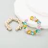 Women's Hoop Earrings Exaggerate Temperament Gold Plated Colored Crystal C Shaped Series Simple Premium Earrings