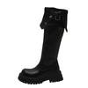 Winter New 2024 Hot Sale Fashion Outdoors Women's Knee Length Boots Solid Color Round Head Shoes for Women Botines De Mujer
