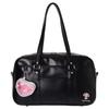 Sanrio Synthetic Leather School Boston Bag with Heart Pouch (My Melo-Black)