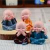 4Pcs/Set Resin Crafts Gift Lovely Little Monk Sculptures Cute Monks Buddha Statues Creative Buddha Dolls Table Car Decoration