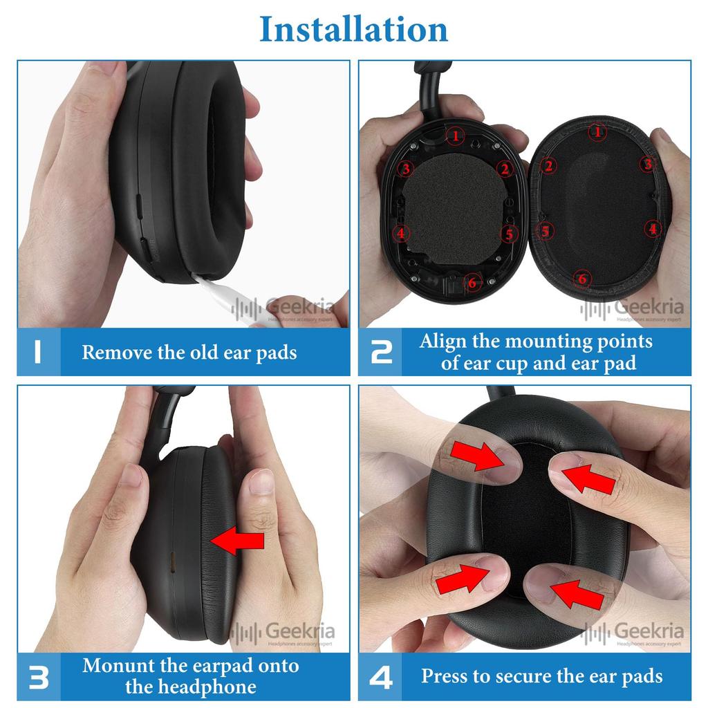 Geekria Ear Pads QuickFit Compatible Pads Compatible with Sony WH1000XM5 Headphones Pads Cups WH-1000XM5, Ear/Ear (Protein Leather/Blue)