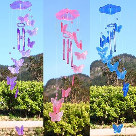 1Pc Creative Bright Color Zakka Butterfly Wind Chimes Ornament Home Room Decor