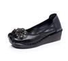 2024 Ethnic Style Cowhide Wedge Heels: Comfortable, Non-Slip, Floral Casual Shoes