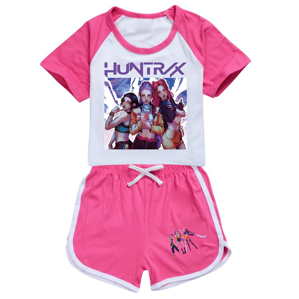 Kids Summer Sport T-Shirt And Shorts 2 Piece Outfit Tracksuit Set Short Sleeve Print Crop Tops With Clothing Set