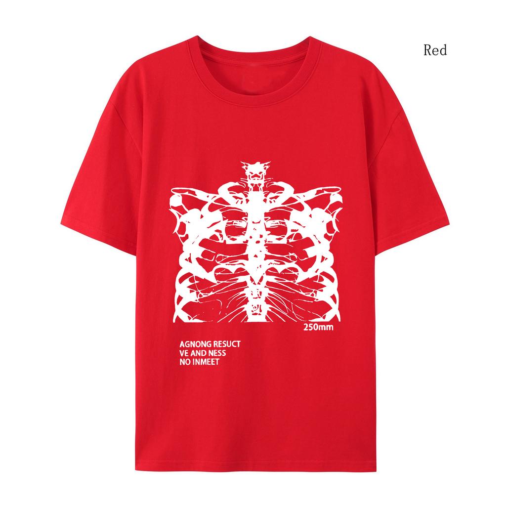 Women T-shirt Short Sleeve Streetwear Blsack Tops Skeleton Print Grunge Gothic Oversized T-shirt Streetwear Women's T-shirt