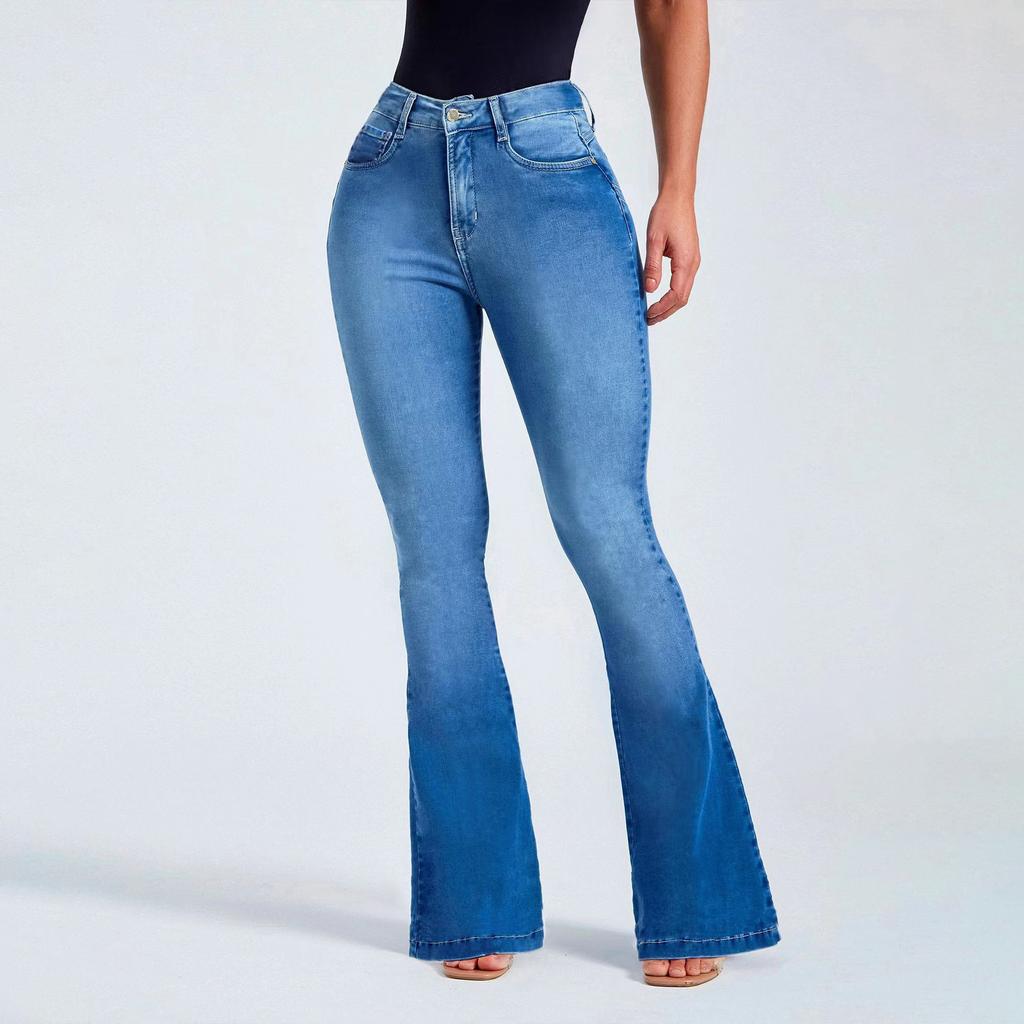 Spring and Summer Trousers High Waist Boot Cut Jeans for Women Fashion Casual Slim Denim Flared Pants