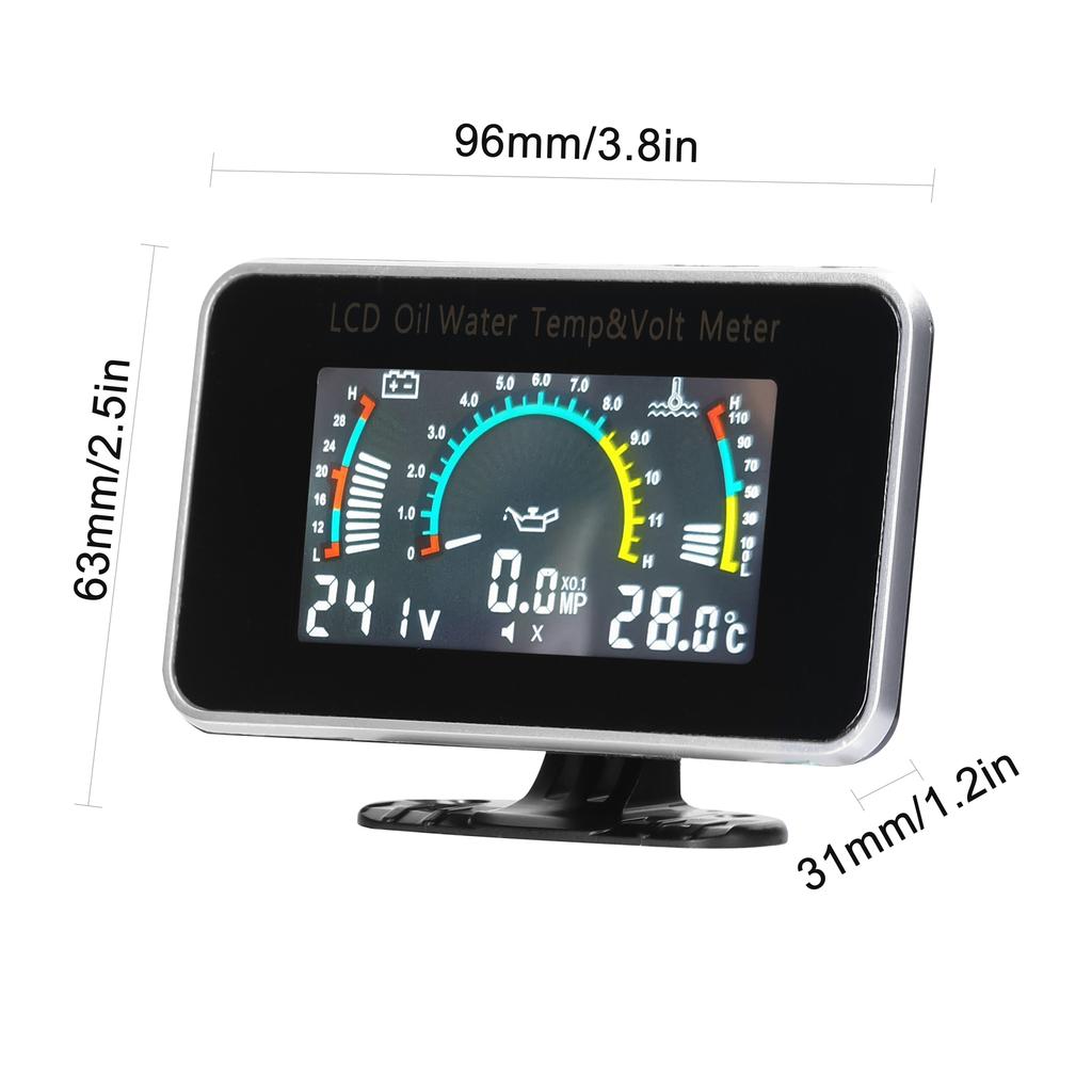 3-in-1 Car LCD Meter Digital Oil Pressure Voltage Water Temperature Gauge Universal Instrument 9-36V for Car Truck SUV