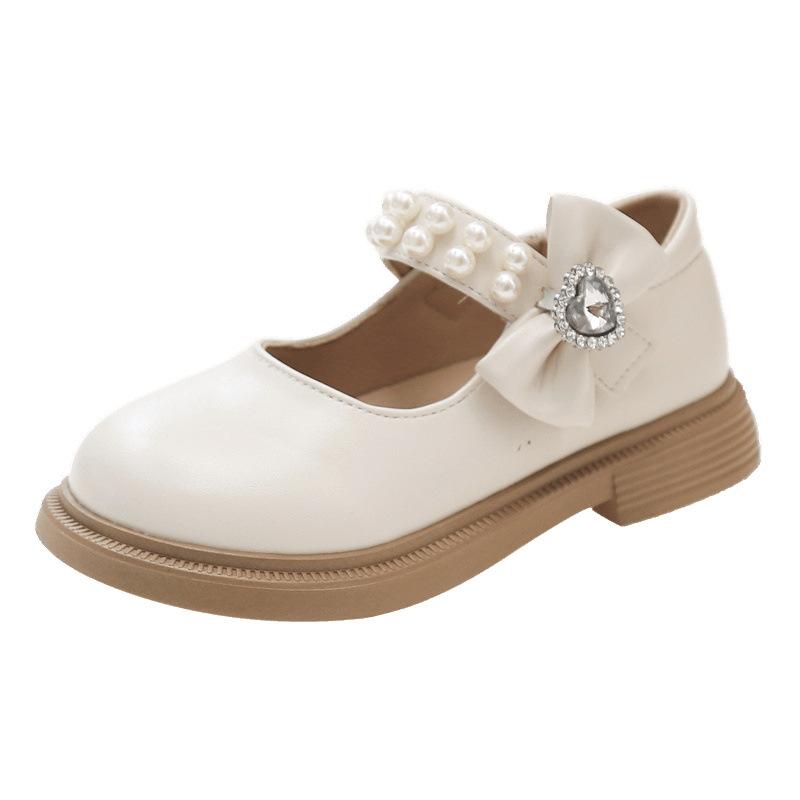 Girls' Small Leather Shoes 2025 Spring New Little Girl Versatile Single Shoes Medium and Small Children's Casual Single Shoes Soft-soled Bow