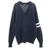 90s Old Long Sleeve V Neck Sweater L Navy Knit Men's Used