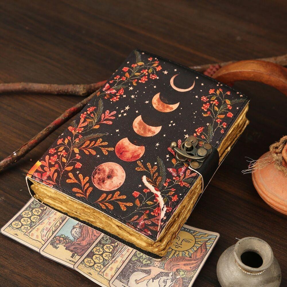 Sun Moon Vintage Leather Journal for Men & Women 200 Pages of Antique Handmade