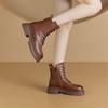 Vintage Leather Martin Boots Women's Autumn and Winter Short Boots Women's Thick-soled Lace-up Casual Large-size Women's Boots