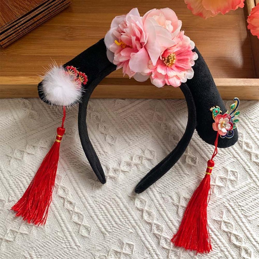 Sweet Chinese Style Hair Hoop Long Tassel Children Hair Bands Retro Hanfu Flower Headband  Festival