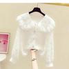 Elegant Fluffy Lace-Trimmed Shirt with Large Collar for Women In Autumn and Winter
