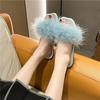 Furry Flat Indoor Fluffy Sandals Beige Woman Slippers Black Fuzzy Summer Slides Shoes for Women 2025 B Casual Vip 39 Sale Y