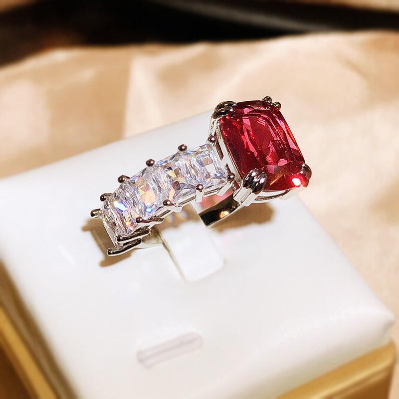 Personalized and Fashionable Colorful Zircon Ring for Women Temperament Open Ring