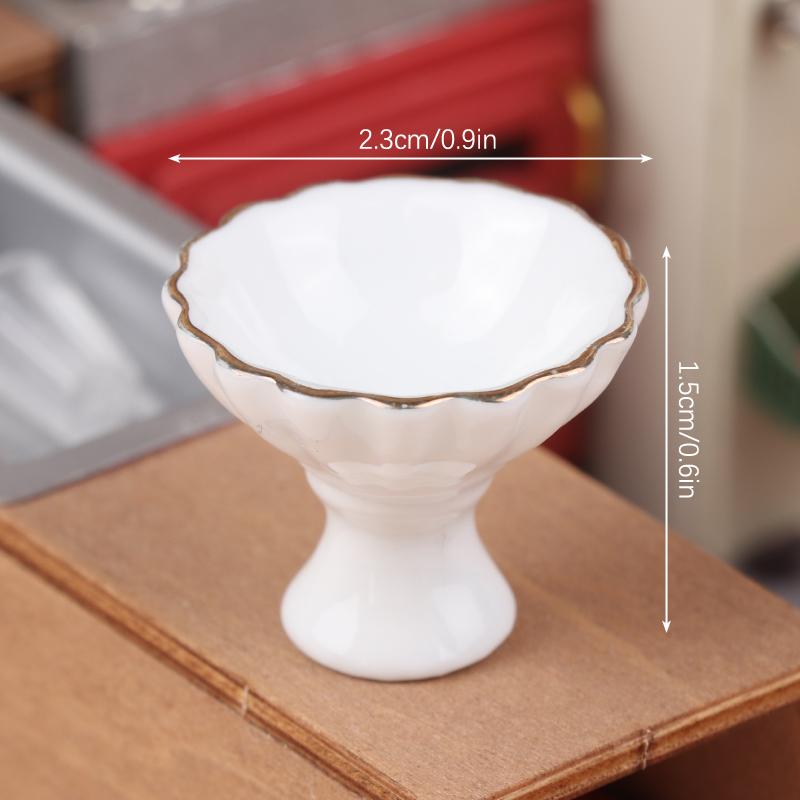 1:12 Dollhouse Miniature Ceramic Fruit Dish Plate Tall Tray Cake Plate Tableware Kitchen Model Decor Toy Doll House Accessories