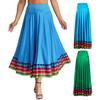 Maxi Skirt Ladies Folk Dance Skirt Elastic Waist Spanish Swing Skirt Rainbow Large Swing Hem Mexican Flamenco Performance Skirt