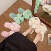 Fashion 2025 New Summer House Cotton Slippers for Women Bow Indoor Slippers Slip On Bedroom Shoes with Big Bow Soft Anti-Skid Shoes