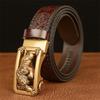 High Guality Male Belt Genuine Leather Belt for Men Carving Flower Pattern Animal Tiger Gold Automatic Buckle Belt Strap for Jeans