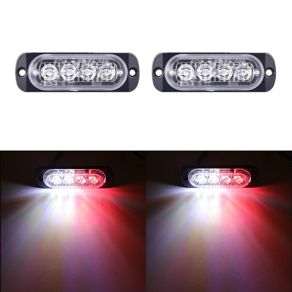 2PCS 12-24V Amber Strobe Side Warning 4 Led Grill Flashing Lightbar Breakdown Emergency For Truck Trailer LED Light