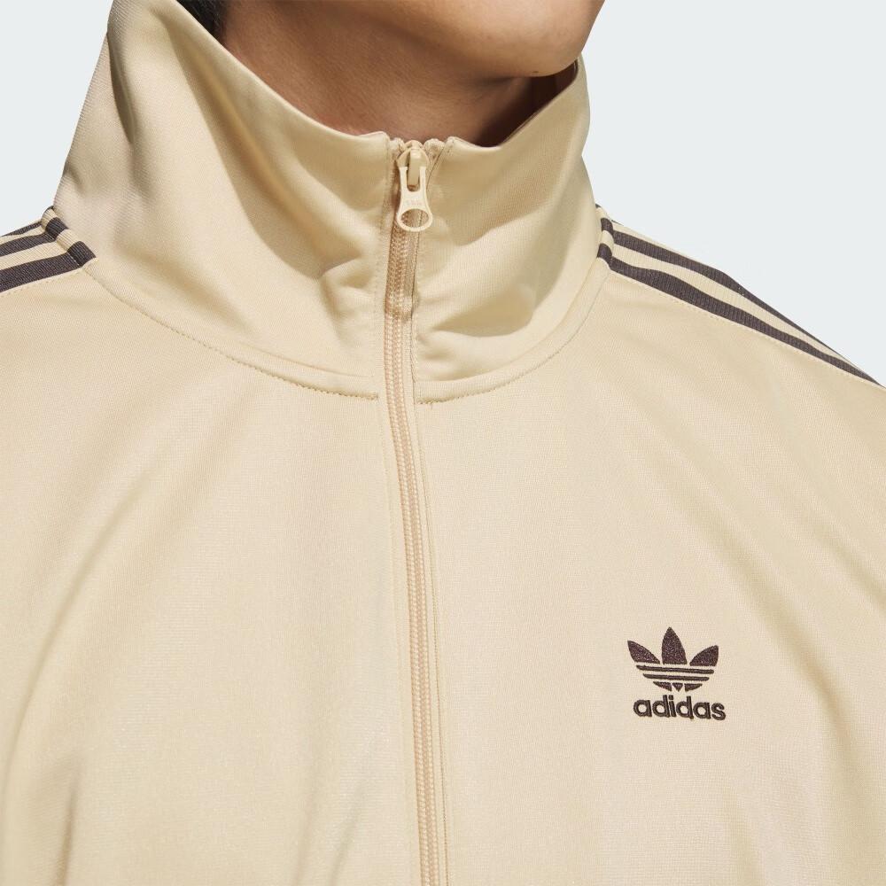 Adidas Originals Classic Retro Three Stripes Letter Logo Sports Loose Stand Collar Long Sleeve Jacket Men Jacket Mist-Light-Brown JL8399