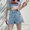 Denim Shorts for Women Summer High-waisted Thin Casual Wide-legged Woolen Shorts