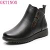 Fashion GKTINOO Fashion Winter Women Genuine Leather Ankle Boots Female Thick Wool Warm Snow Boots Mother Waterproof Non-slip Booties