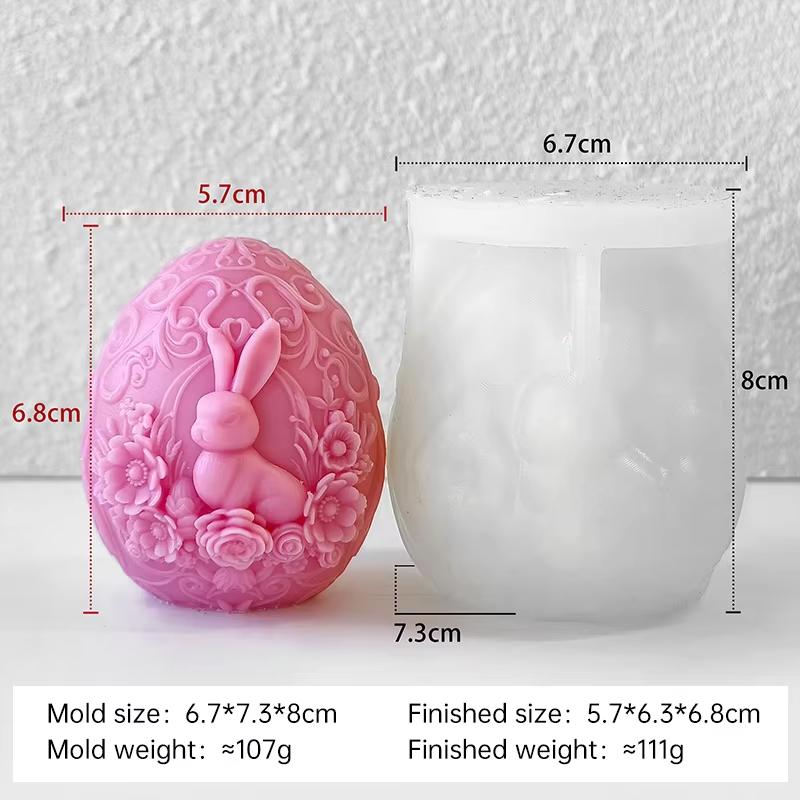DIY Flowers Egg Easter Candle Silicone Mold Handmade Aroma Candle Easter Egg Relief Bunny Molds Gypsum Form Resin Mould