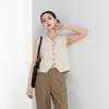 Xin Ge Retro Slimming V-Neck Tencel Linen Vest - Summer 2025 Collection