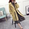Faux Mink Fleece Lace Up Mid-Length Cardigan Jacket Women Korean Drawstring Adjustable Waist Sweater Autumn Winter Chic Overcoat