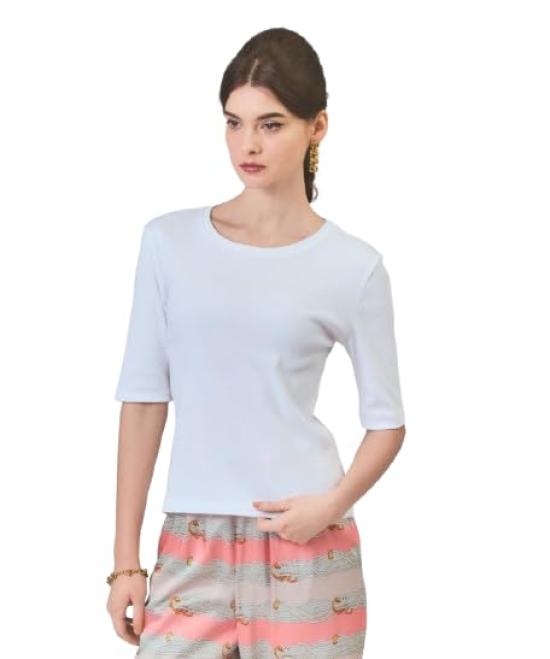 Grace Continental Modern 25SS Half Sleeve Ribbed Top for Women