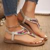 Bohemian Style Flat Sandals for Women Clip Toe Gladiator Sandals Woman Retro Summer Casual Beach Shoes Anti Slip Flip Flops