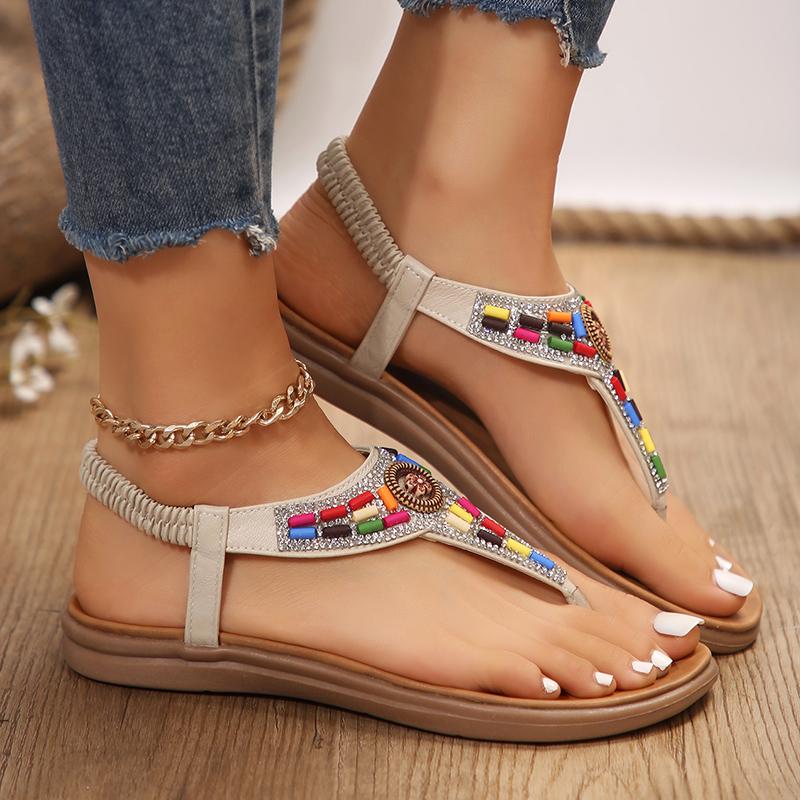 Bohemian Style Flat Sandals for Women Clip Toe Gladiator Sandals Woman Retro Summer Casual Beach Shoes Anti Slip Flip Flops