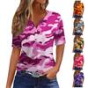 Women's T Shirt Tee Print Button Short Sleeve Daily Weekend Fashion Basic V- Neck Regular Top