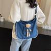 Denim Shoulder Bag Bear Student Class Commuter Tote Bag Female Crossbody Bag