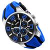 SKMEI Watch Silicone Stylish Casual Sports Big Face Arm Watch Waterproof Chronograph Brand Analog Gentleman Watch Date Fluorescent Luxury Present Blue